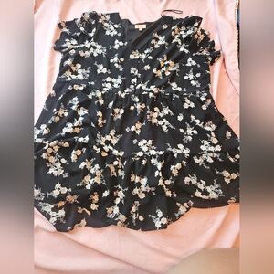 Evri Ruffle Sleeve Black Floral Dress